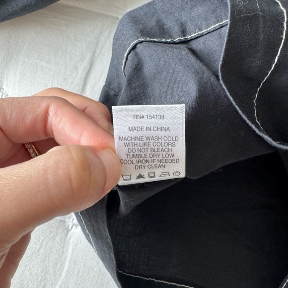 STAUD XS Dill Black Puff Sleeve Button Down Blouse Contrast Stitching - Picture 8 of 8